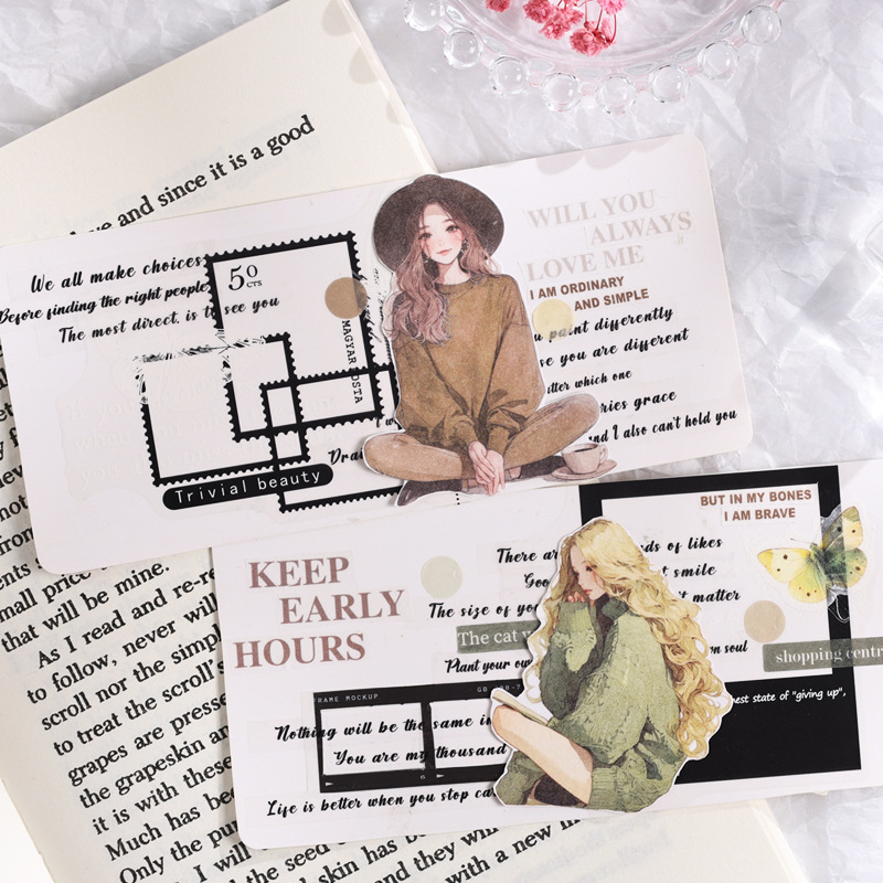 Inglés rima transparente pegatinas de mascotas impermeables diy diario decoración material base pegatinas de frases transfronterizas en inglés