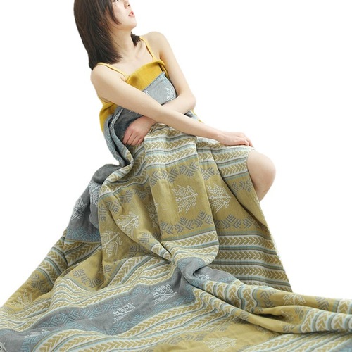 A drop-shipping pure cotton five-layer gauze towel quilt, double towel blanket, summer cool quilt, machine washable air-conditioned blanket