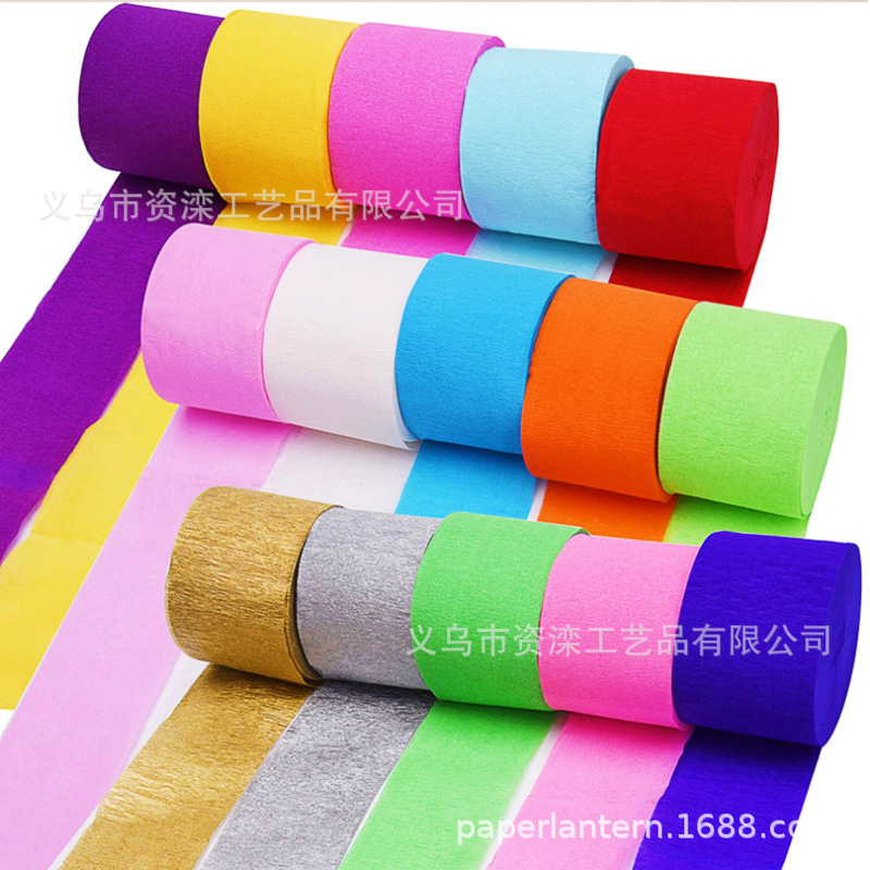 Color crepe paper roll paper pull flower wedding birthday party background wall layout pull flower paper roll ribbon 4.5*20 Color crepe paper roll paper pull flower wedding birthday party background wall layout pull flower paper roll ribbon 4.5*20