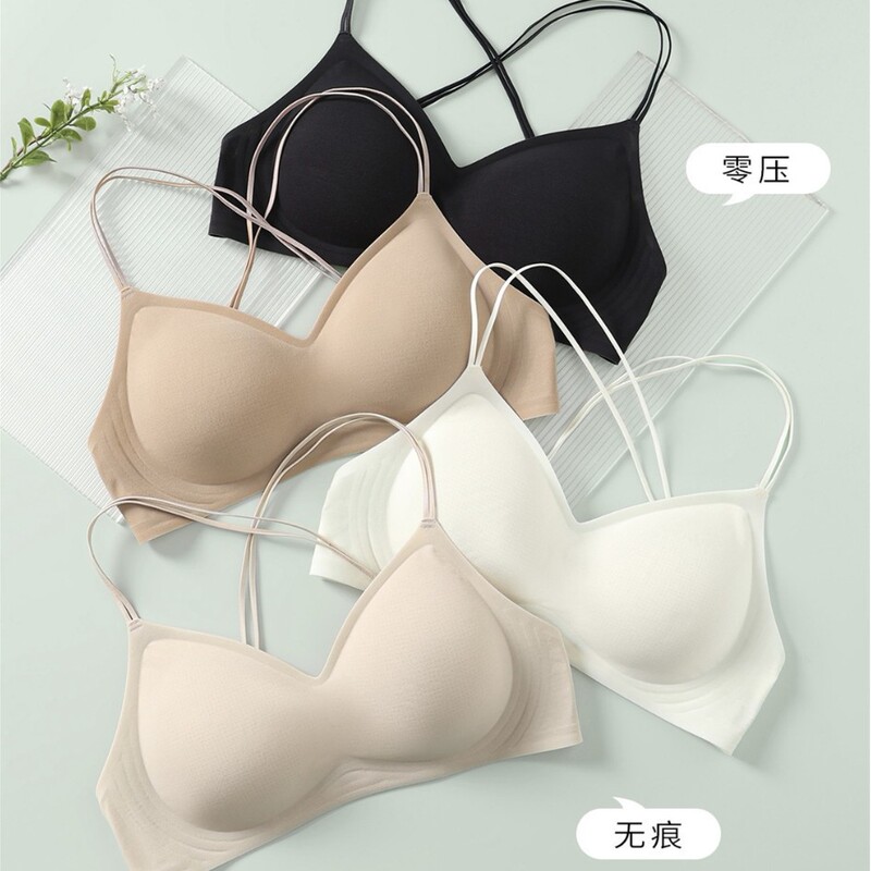 2704 Meiback オリジナルアイスクリームバックレスクールシームレスゼリー下着レディースノーフィール薄型ストラップクロスブラ|undefined