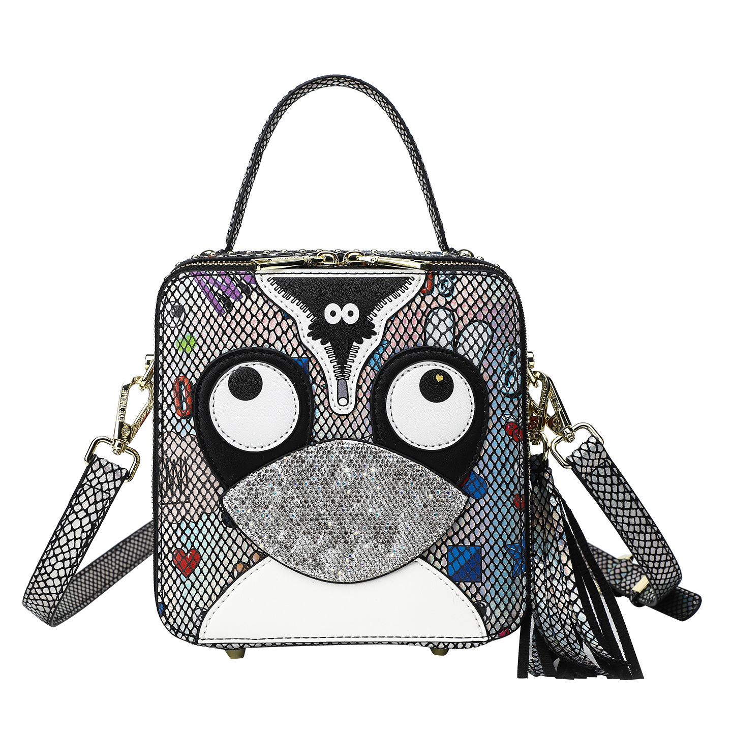 Estilo de mujer bolso cuadrado animal de moda cremallera bolso de perfume estampado con diamantes personales 2895 #