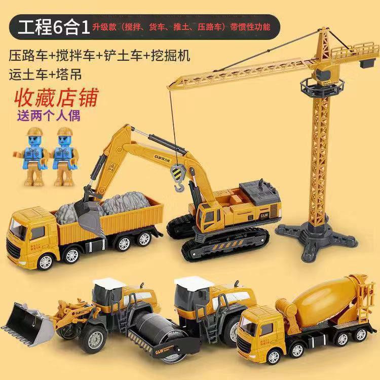 Vehículo de ingeniería de aleación excavadora grúa bulldozer transporte camión gran camión mezclador de cemento grúa rodadora camión juguetes