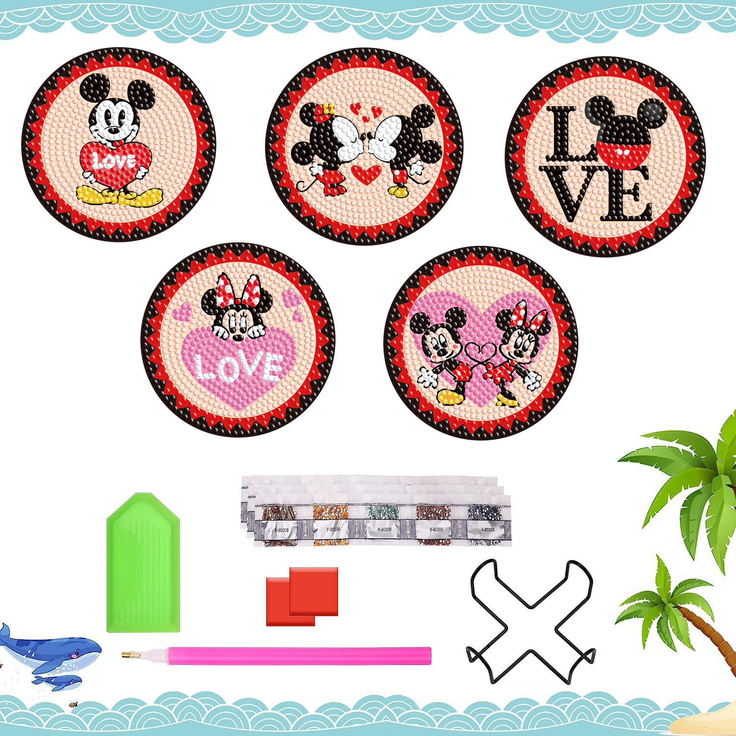 Transfronterizo Amazon caliente pintura de diamante DIY taza almohadilla de diamante 5D almohadilla de comedor hecha a mano almohadilla de dibujos animados de Disney aislante térmico