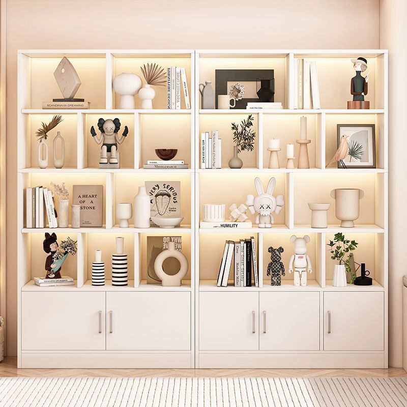 Bookcase Living Room Storage Cabinet Simple Floor-Standing Storage Cabinet Storage Cabinet Home Wall-Mounted Large-Capacity Cabinet Bookshelf with Door