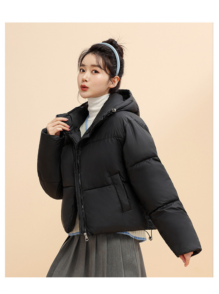 Chaqueta corta con capucha para mujer, estilo coreano, de invierno, corta, gruesa, cálida, de algodón, para mujer_voghion.com
