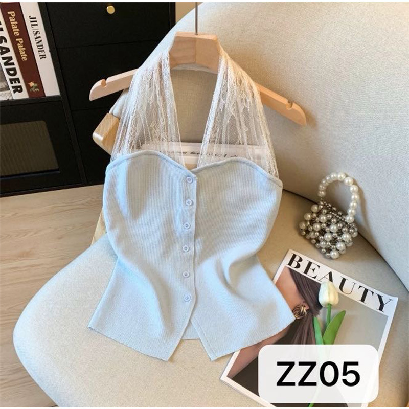 Young Sweet and Spicy Girl Knitted Vest Women's Cardigan Halter Neck Slim Waist Sexy Elegant Fashionable Pure Lust Style High-End Sense