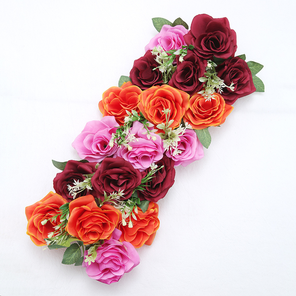 Flor de boda flor de simulación de boda tira larga aterrizaje T-Plane Road flor de guía de arco transfronterizo escena decoración flor de fila