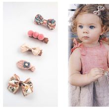 儿童发夹头饰欧美女宝宝婴儿全包布可爱风公主蝴蝶结新款套装