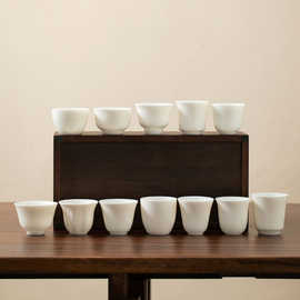 德化羊脂玉白瓷茶杯品茗杯主人杯功夫单杯家用陶瓷个人杯批发LOGO