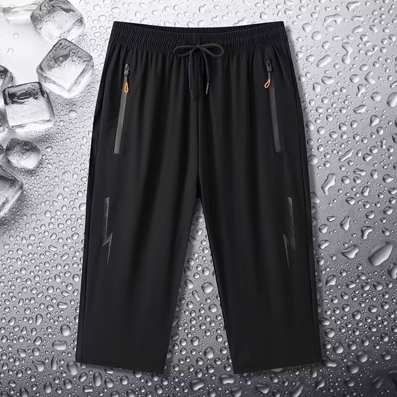 Straight-Leg Summer Loose Men's Ice Silk Cropped Pants Outdoor Quick-Dry Thin Sports Shorts Casual Running
