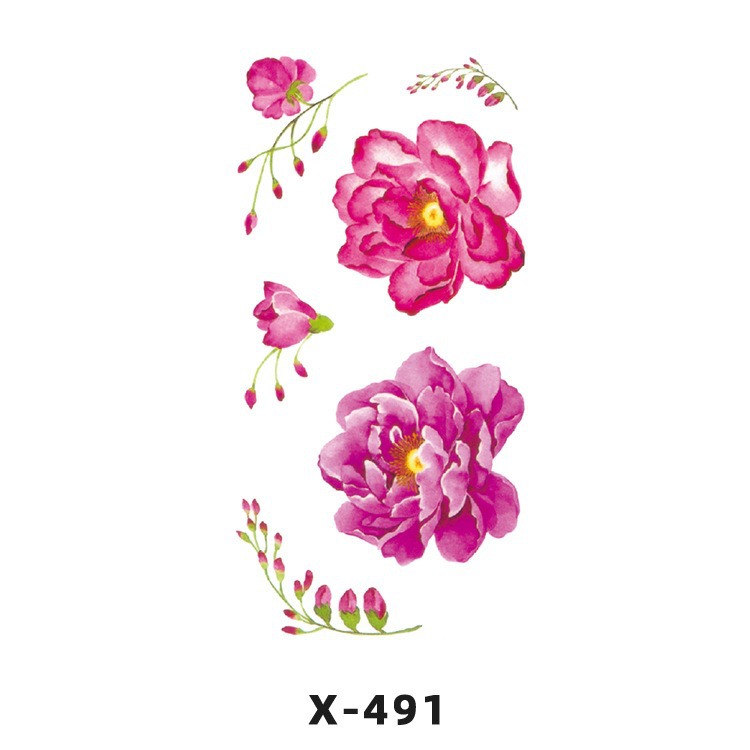 Arco de flor pequeña pegatinas de tatuaje fresco 3D dibujos animados transfronterizo Henna rosa impermeable texto en inglés pegatinas de tatuaje