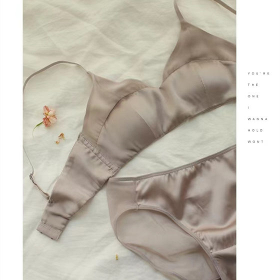 JCSILK silky satin mulberry silk underwear streamer into the muscle silk bra thin summer big chest small