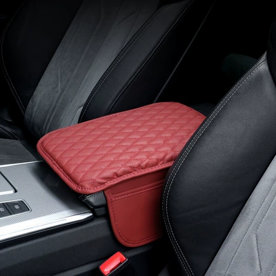Armrest box pad Box Central Heightening Pad Leather - volcano-red-ordinary-double-side-bag-thin-armrest-pad