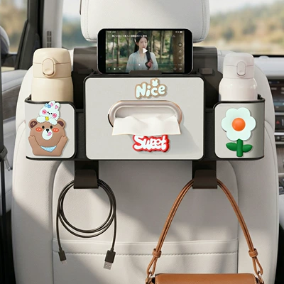 holder, hanging rear seat storage — Car tissue box/set - nice-little-bear-4-in-1-seat-storage-box-4th-generation-white