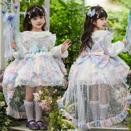 女童夏装公主裙美人鱼新款儿童生日礼服背心裙洛丽塔蓬蓬纱裙演出