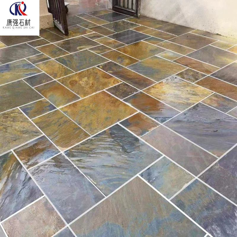 Желтый вышитый синий сланец двор садовая вилла Двор тротуарная плитка культурный камень натуральный ржавый сланец садовая дорога