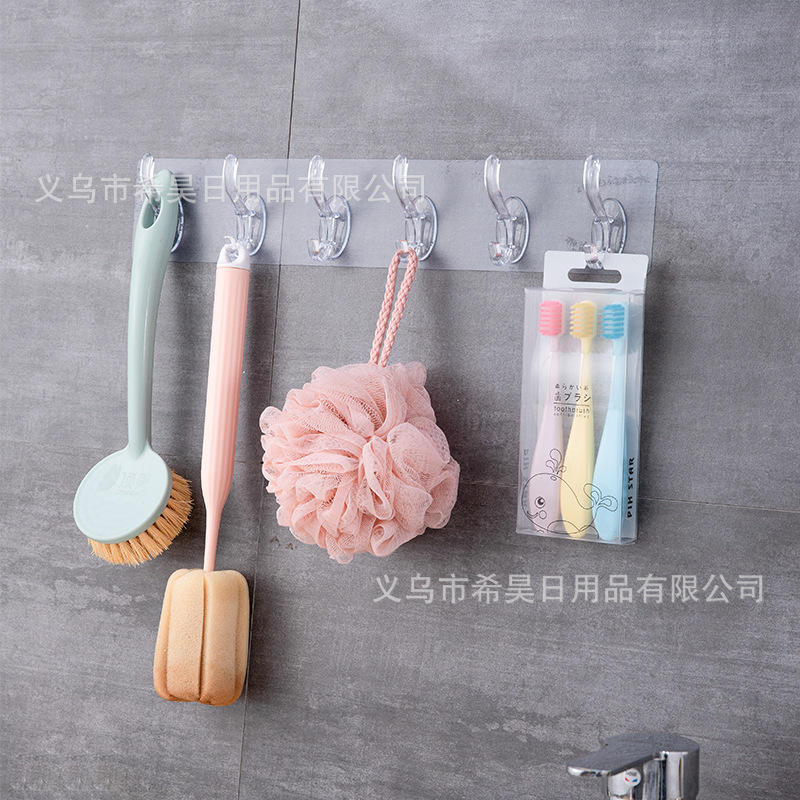 Gancho sin perforaciones gancho pegajoso abrigo de seis filas y sombrero colgando gancho de ropa detrás de la puerta montado en la pared cocina baño impermeable abrigo y gancho de sombrero