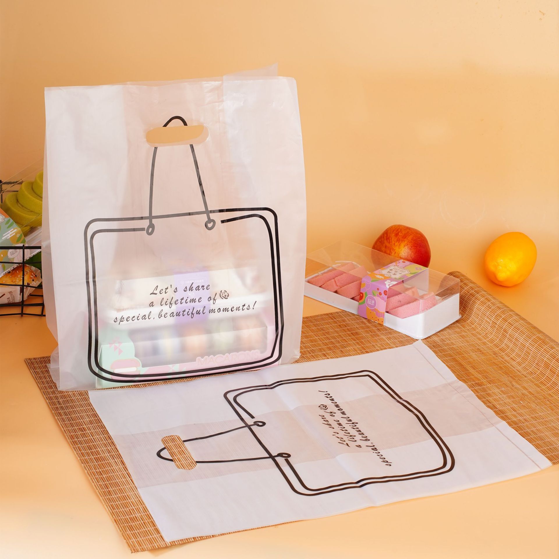 肩包烘焙袋包装袋子面包袋手提塑料袋蛋糕甜品外卖打包袋便携