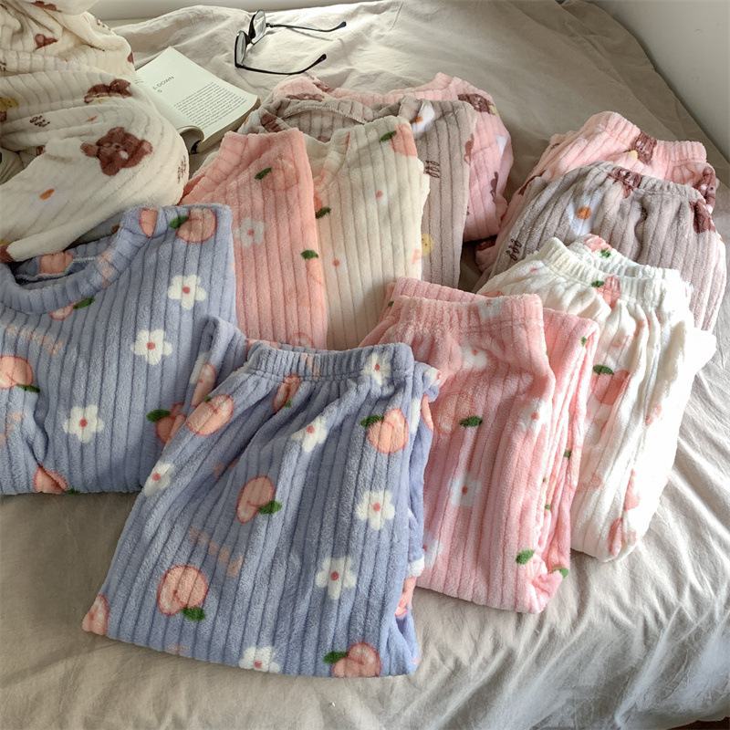 Pajamas de manga larga y cálidos dulces, pajamas de vestir para mujeres, otoño 2022 nuevo estilo de ropa de hogar en línea, invierno