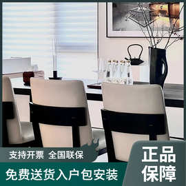 中古风复古简约实木餐椅 法式有扶手靠背单人椅黑色设计师茶椅