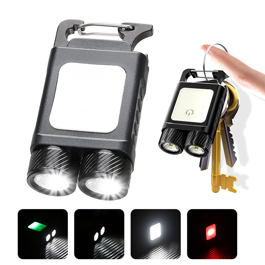 Nuevo negro llavero luz COB luz de trabajo magnética portátil pequeña linterna
