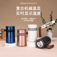 新品316ステンレス保温カップ茶水分離ハンドル付きティーカップ機械顕温ビジネスオフィスカップ