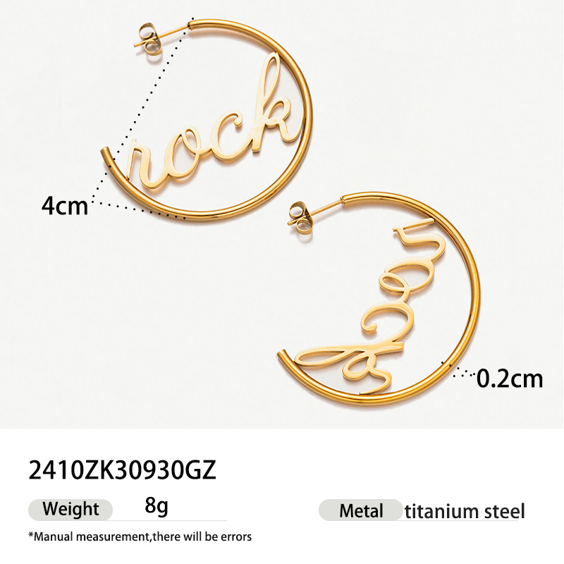 TENA estilo de estilo simple personalidad auriculares de acero inoxidable de oro 18K corte inglés aretes redondos para mujeres nuevas