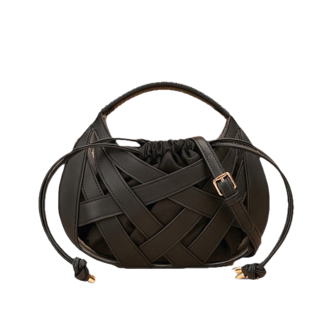 2026 Cross-Border Hot Sale Hollow Woven Underarm Bag Women's Light Luxury Niche Design Handbag Drawstring Half-Moon Bag - Thumbnail 5
