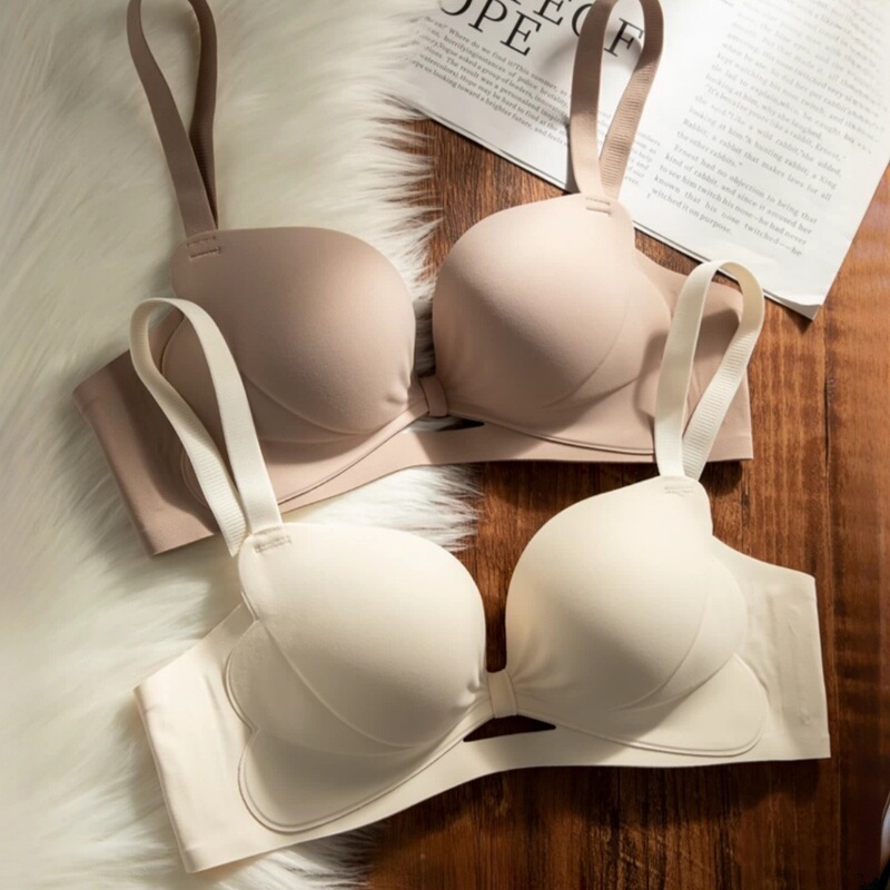 Seamless Underwear for Women to Push up Small Breasts and Make Them Look Bigger, Support to Prevent Sagging, Collect Secondary Breasts, Strapless, Non-Slip, Wire-Free Bra