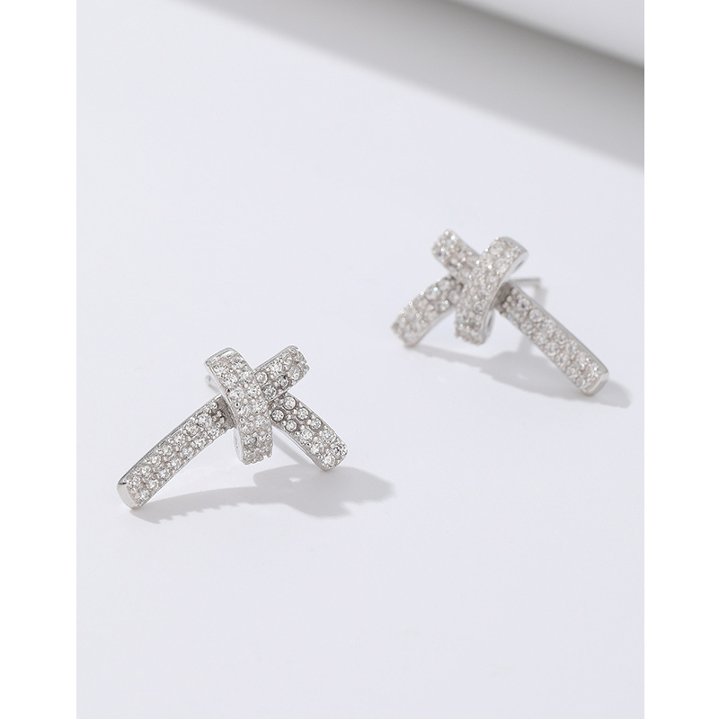 925 plata esterlina completo diamante concéntrico nudo pendientes para mujeres luz lujo nicho diseño 2023 nuevos pendientes de alto grado