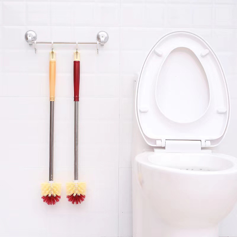 Household Stainless Steel Toilet Brush Long Handle Bathroom Toilet Brush Can Be Wall-Mounted Cleaning and Decontamination Toilet Brush