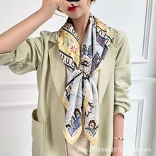 90CM仿真丝腰果印花方巾跨境新款防晒披肩春夏秋季围巾丝巾批发女