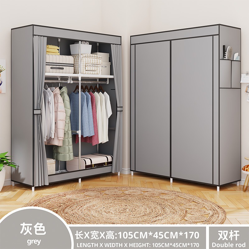 布ワードローブアセンブリ不織布防塵収納ワードローブ吊り下げシンプルなワードローブハンガースチールフレーム寮組み合わせ折りたたみキャビネット