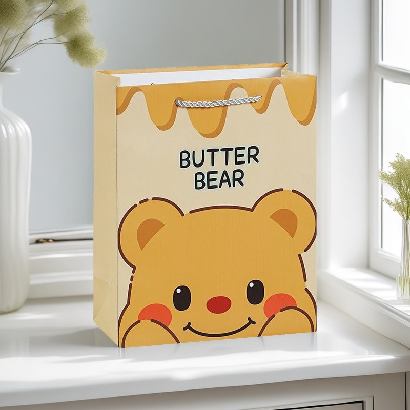 网红卡通黄油小熊礼品袋高颜值宴会送礼包装纸袋生日伴手礼手提袋