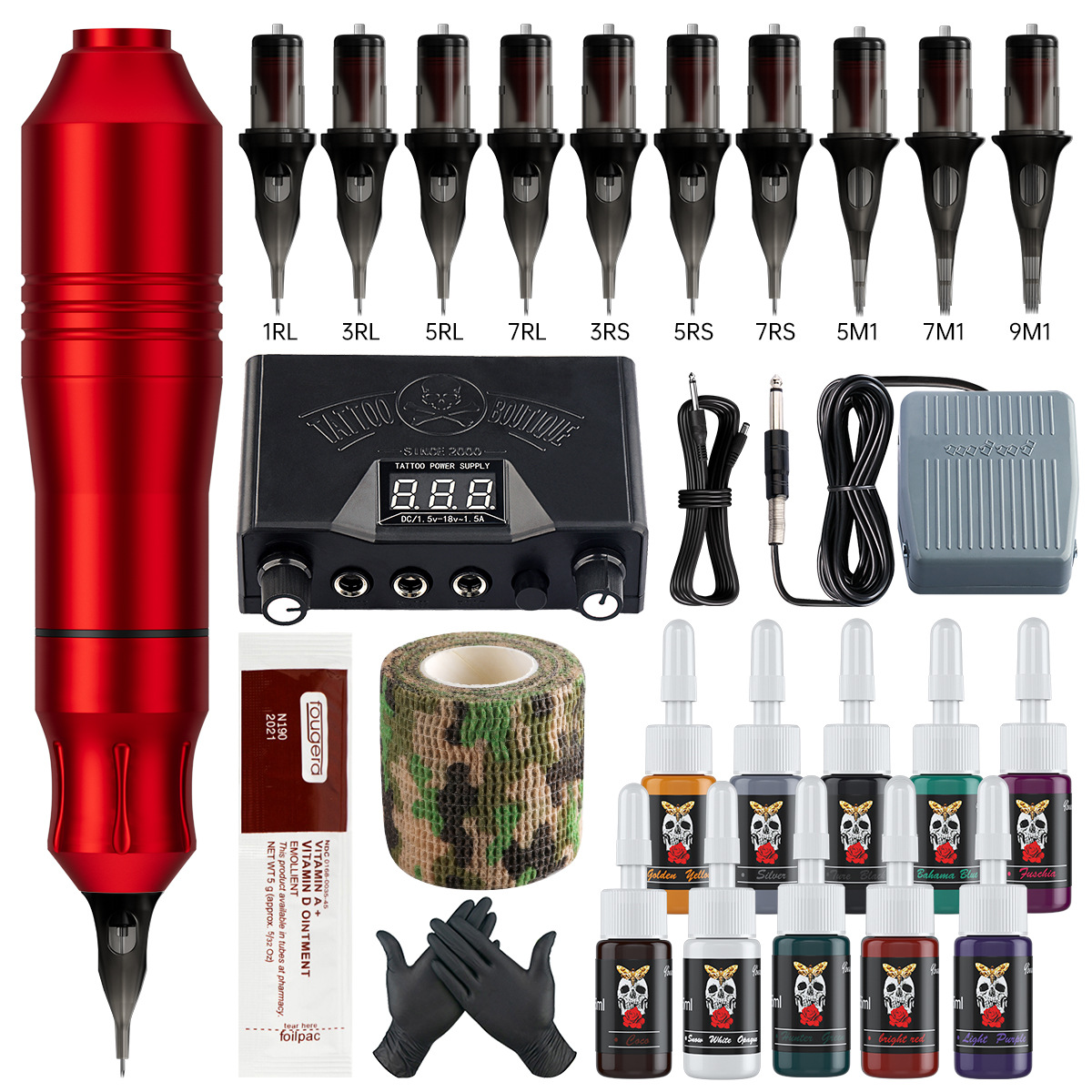 Traje de tatuaje caliente transfronterizo tatuaje pluma cubierta pluma tatuaje traje de máquina tatuaje todo en uno traje de máquina