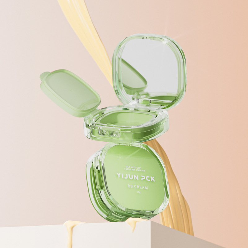 Air Cushion Box Packaging Material Flip-Top Square Bb Cream Empty Box Packaging Material with Powder Puff Packaging Box Square Transparent Frosted Box