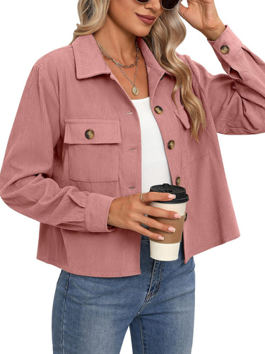 Amazon's hot-selling European and American style fashion casual short shirt corduroy button navel jacket top