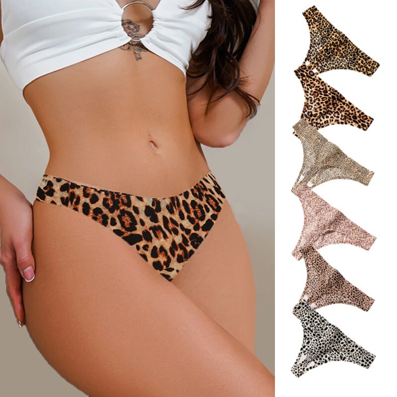 AliExpress sexy leopard print thong ice silk seamless breathable underwear women hot comfortable soft G string pants hot sale