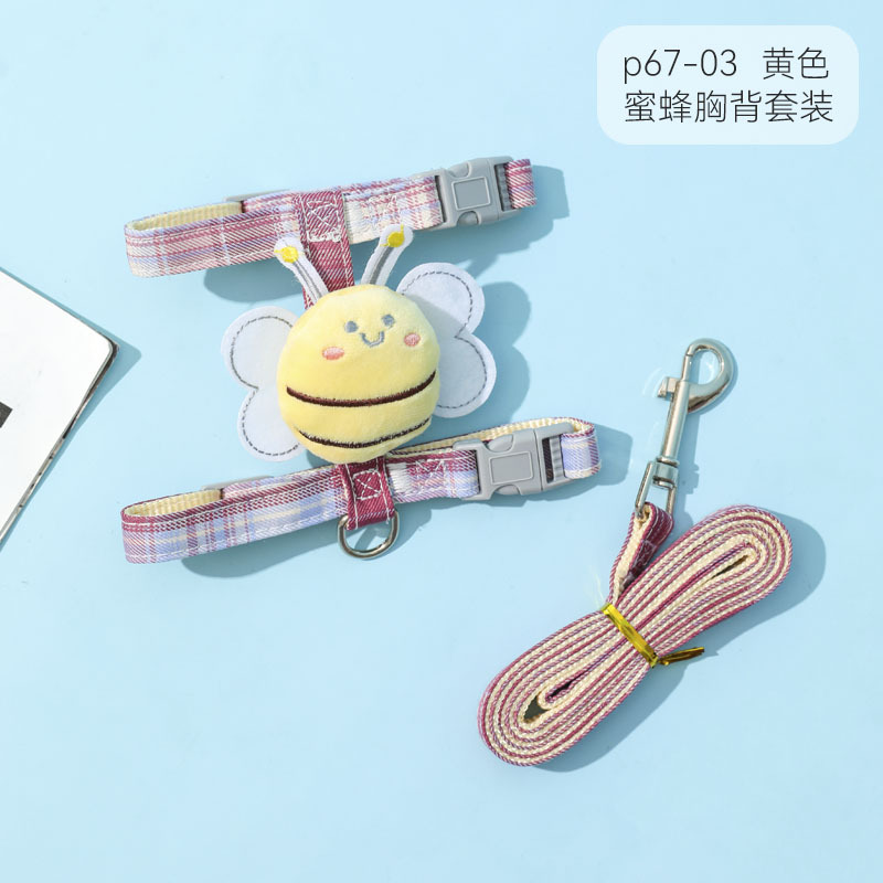 Correa para mascotas abeja gato pecho espalda verano Cadena de gato de aspecto alto perros medianos y pequeños caminando gato perro Correa