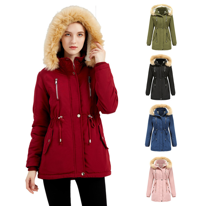 2024 Autumn and Winter Cross-Border Women's Clothing Thickeneded Lamb Velvet Cotton Outwear Women's Loose Women's Cotton Outwear Removable Hood Plus Velvet Jacket 2024 Autumn and Winter Cross-Border Women's Clothing Thickeneded Lamb Velvet Cotton Outwear Women's Loose Women's Cotton Outwear Removable Hood Plus Velvet Jacket