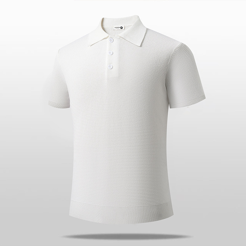 Polo camiseta de punto camiseta de manga corta camiseta de hombre con solapa viejo estilo de negocios texturas de hielo verano fábrica transfronteriza al por mayor