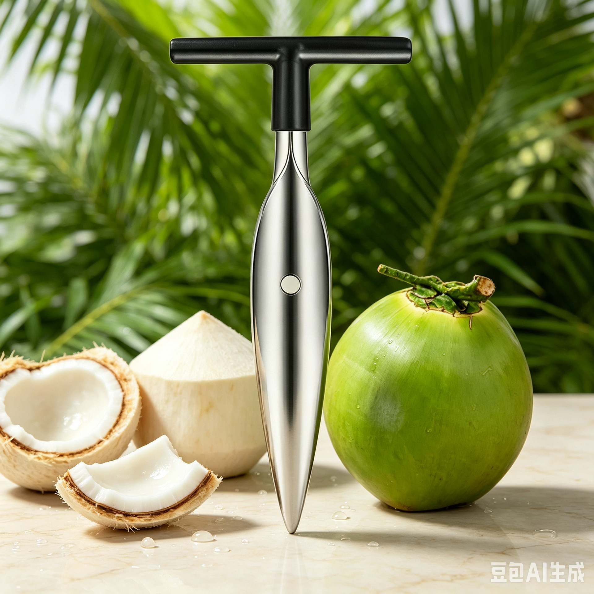 T-shaped stainless steel coconut opener, home-use coconut opening tool, green coconut punching and opening tool