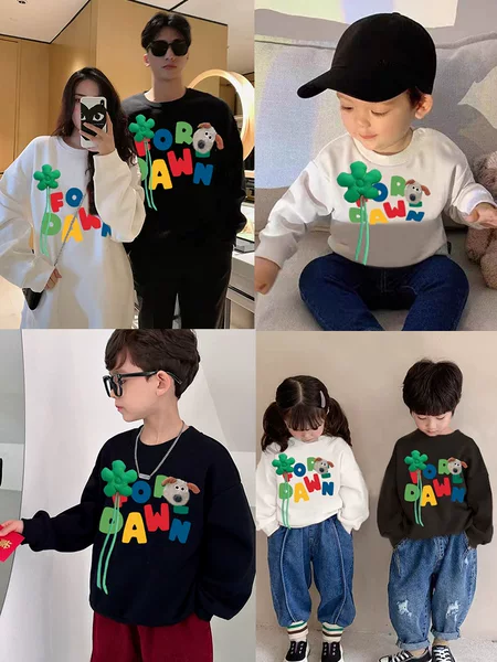Christmas Autumn Sweater Family of Three Mother and Child High-end Fried Street Parent-child Clothes Baby Climbing Clothes Mother and Daughter Family Fashion