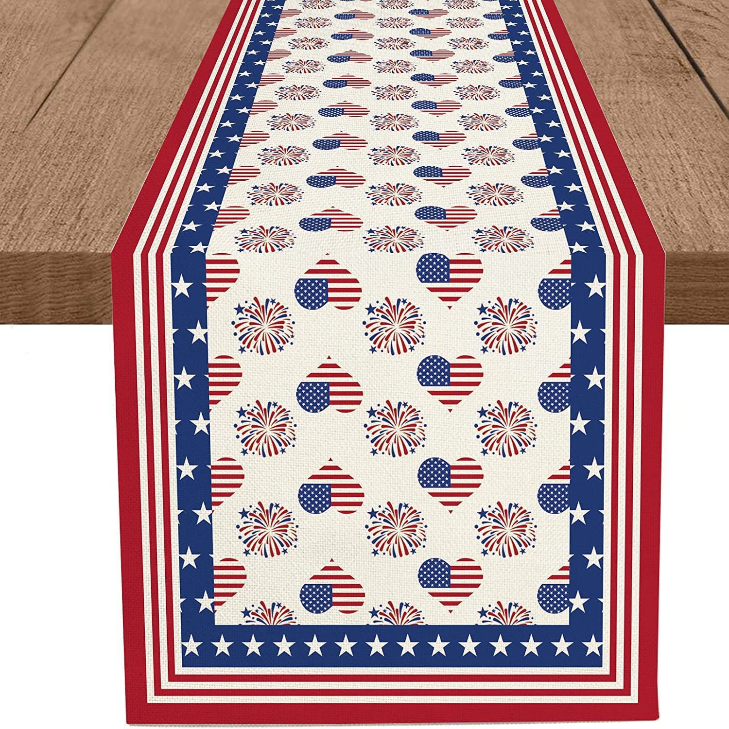 Transfronterizo 2024 Amazon nuevo día independiente pentáculo lino tabla bandera tabla de comedor tabla de té tabla de bandera