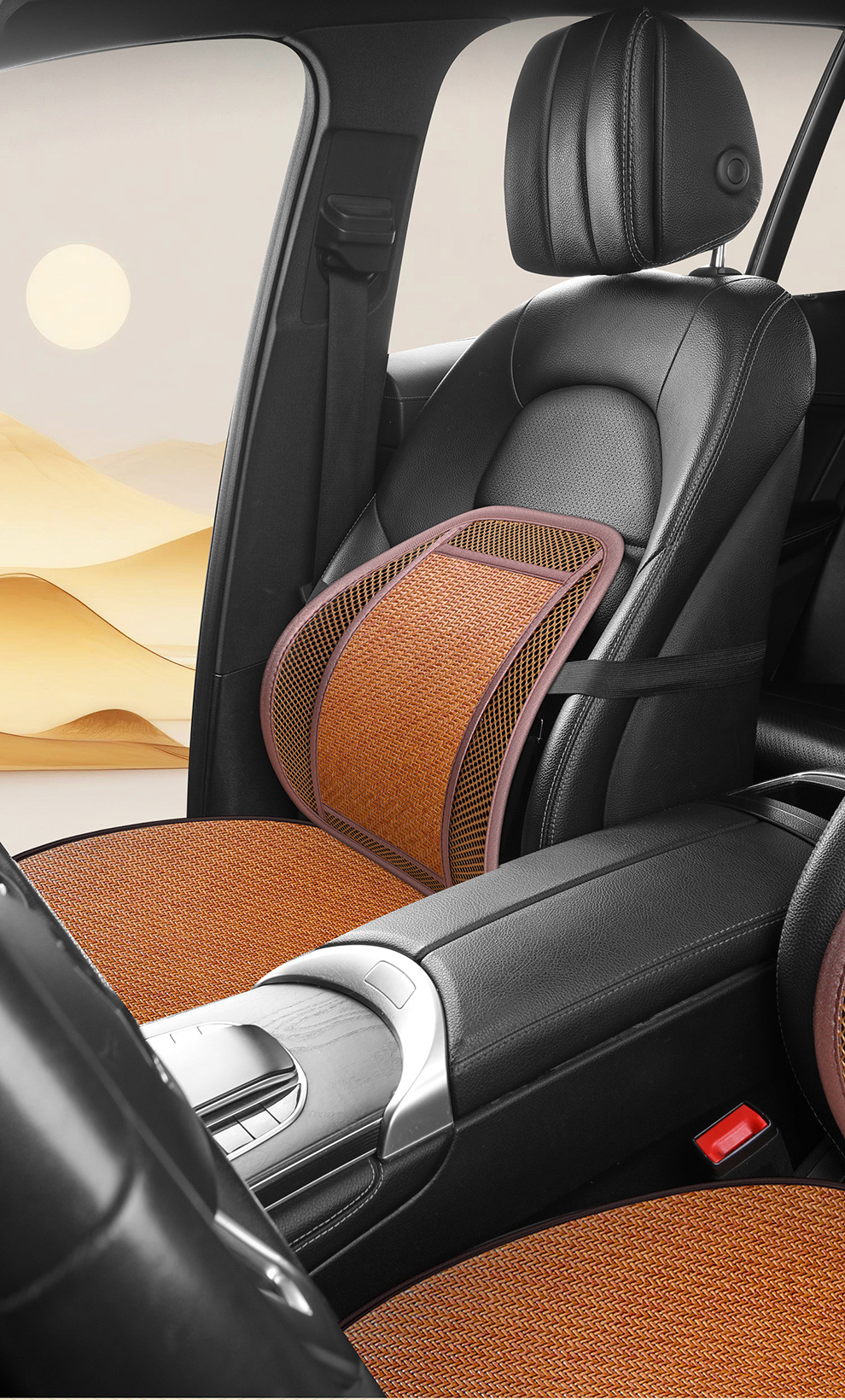Summer Car Lumbar Support Cushion Breathable Office Seat Massage Lumbar Cushion Waist Support Car Backrest Cushion