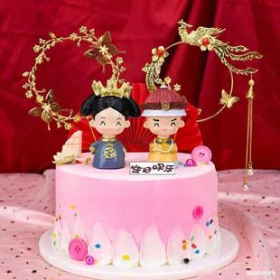 Trendy Decoration Birthday Baking Queen Emperor Cake Decoration Ornaments Cartoon Scene Palace Style Mother Empress