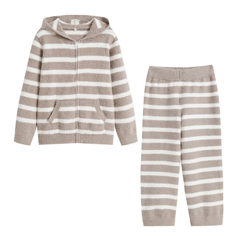 Thickened Thermal Fleece Loungewear Women's Hooded Cardigan Home Pajamas Warm Sweatshirt Sleep Pants Thickened Thermal Fleece Loungewear Women's Hooded Cardigan Home Pajamas Warm Sweatshirt Sleep Pants