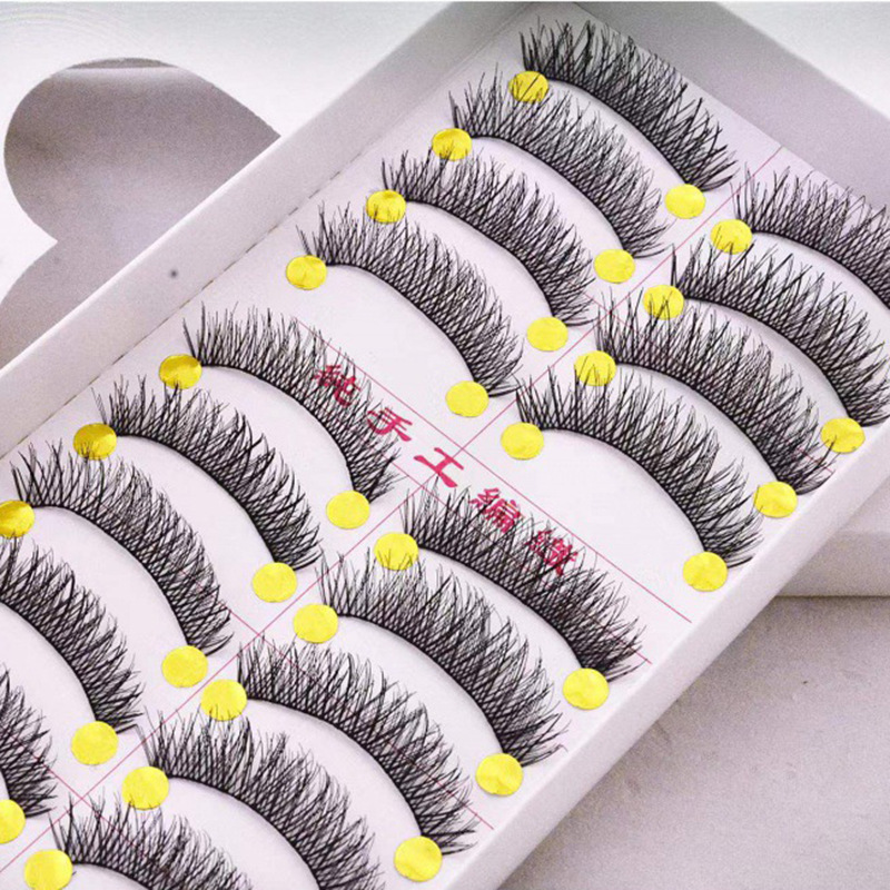 High quality handmade false eyelashes artificial eyelashes cross thick long M14 cotton stem 10 pairs