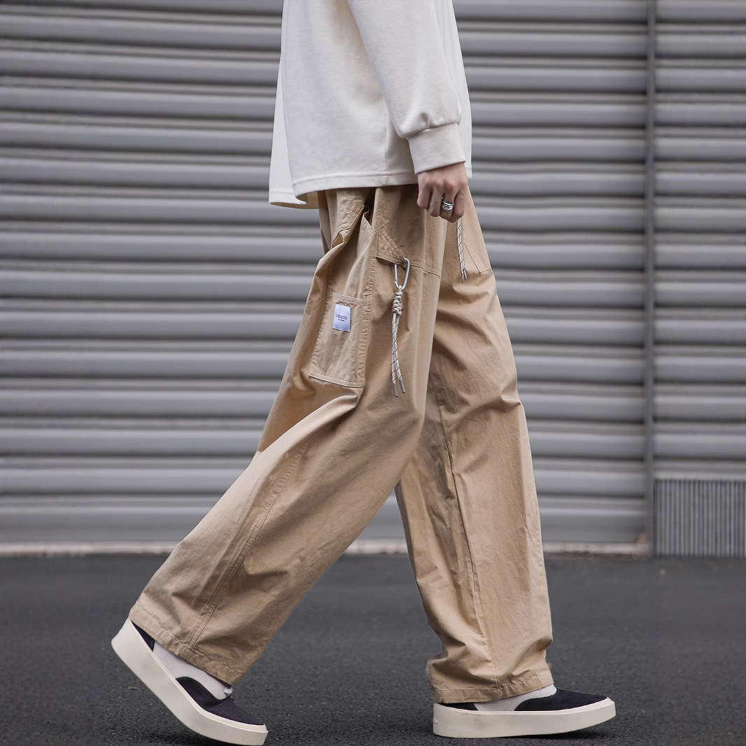 Japanische Funktions-Freizeithose für Herren, Frühling und Herbst, locker, gerade, Basic, Cityboy, weite Arbeitshose_voghion.com