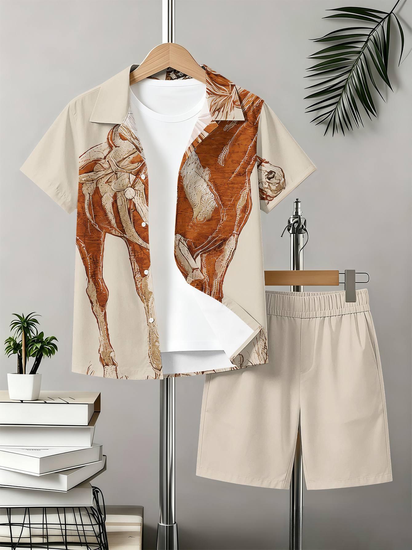 Zomer set voor jongens met overhemd en shorts met 3d print_voghion.com
